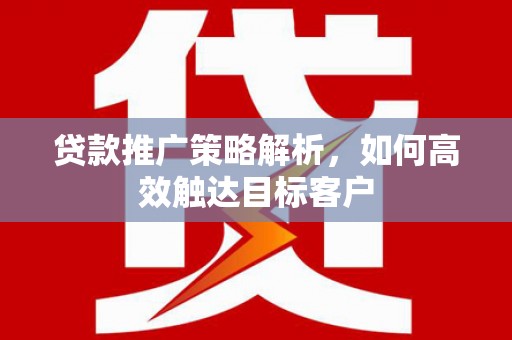 宁南贷款推广策略解析，如何高效触达目标客户