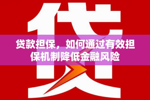 宁南贷款担保，如何通过有效担保机制降低金融风险