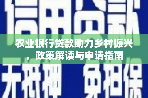 宁南农业银行贷款助力乡村振兴，政策解读与申请指南
